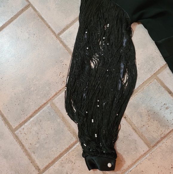 Galvan London Womens Infinity Embellished Mixed Media Black Jumpsuit - Picture 4 of 16